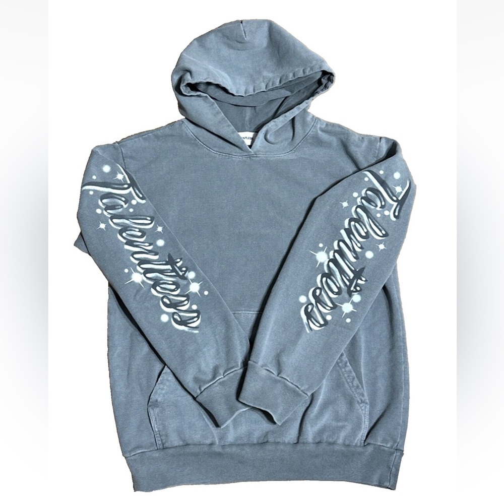 Talentless Airbrush Graffiti Logo Pullover Hoodie Medium Gray 100% Cotton